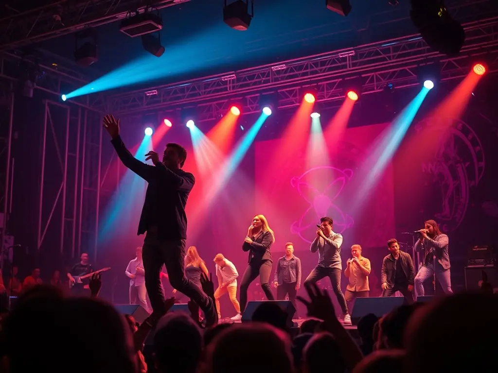 A dynamic image of a live performance featuring a blend of theater, dance, and music, highlighting the interdisciplinary nature of LET'S CULTIVATE THE ESSENTIAL's productions.
